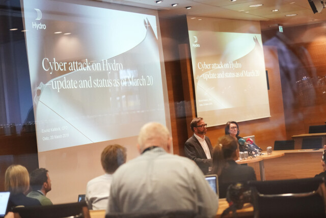 Hydro er et av flere store norske selskap utsatt for cyberangrep de siste årene. Et flertall i en ny undersøkelse mener Norge er for dårlig rustet til å takle store digitale angrep mot landet. 📸: Cornelius Poppe / NTB