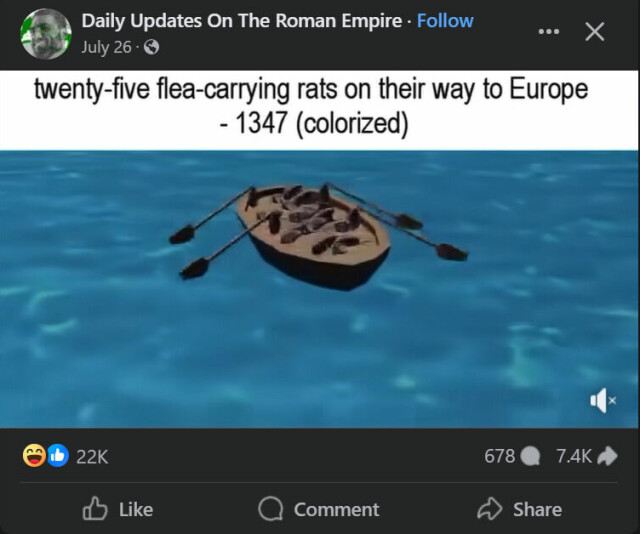 Sider som Daily Updates On The Roman Empire kan ha et enormt antall følgere. Men motivet for å poste rart innhold kan være alt annet enn uskyldig, mener eksperter. 📸: Skjermdump