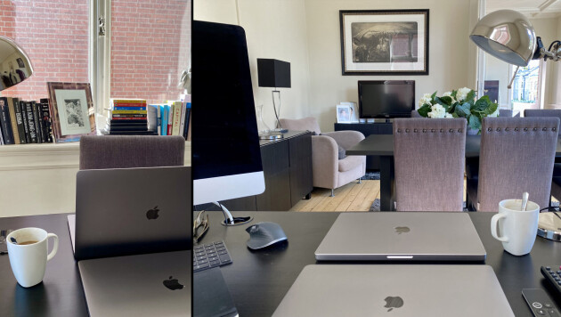 Fra hjemmekontoret: – Jeg leser mye og har ferdigleste bøker i alle rom. Det ser ikke ut som en utviklers skrivebord, men jeg har satt opp en Apple TV foran skrivebordet slik at jeg blant annet kan ha Bloomberg og digitale konferanser gående på TV samtidig som jeg jobber, noe som for meg er en perfekt setup, sier Monica Beate Tvedt. 📸: Privat