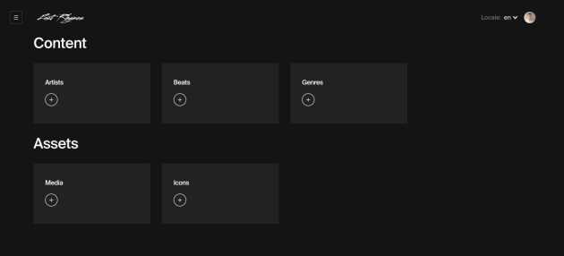 Slik ser Andors eget Payload-dashbord ut for Fast Rhymes-appen.