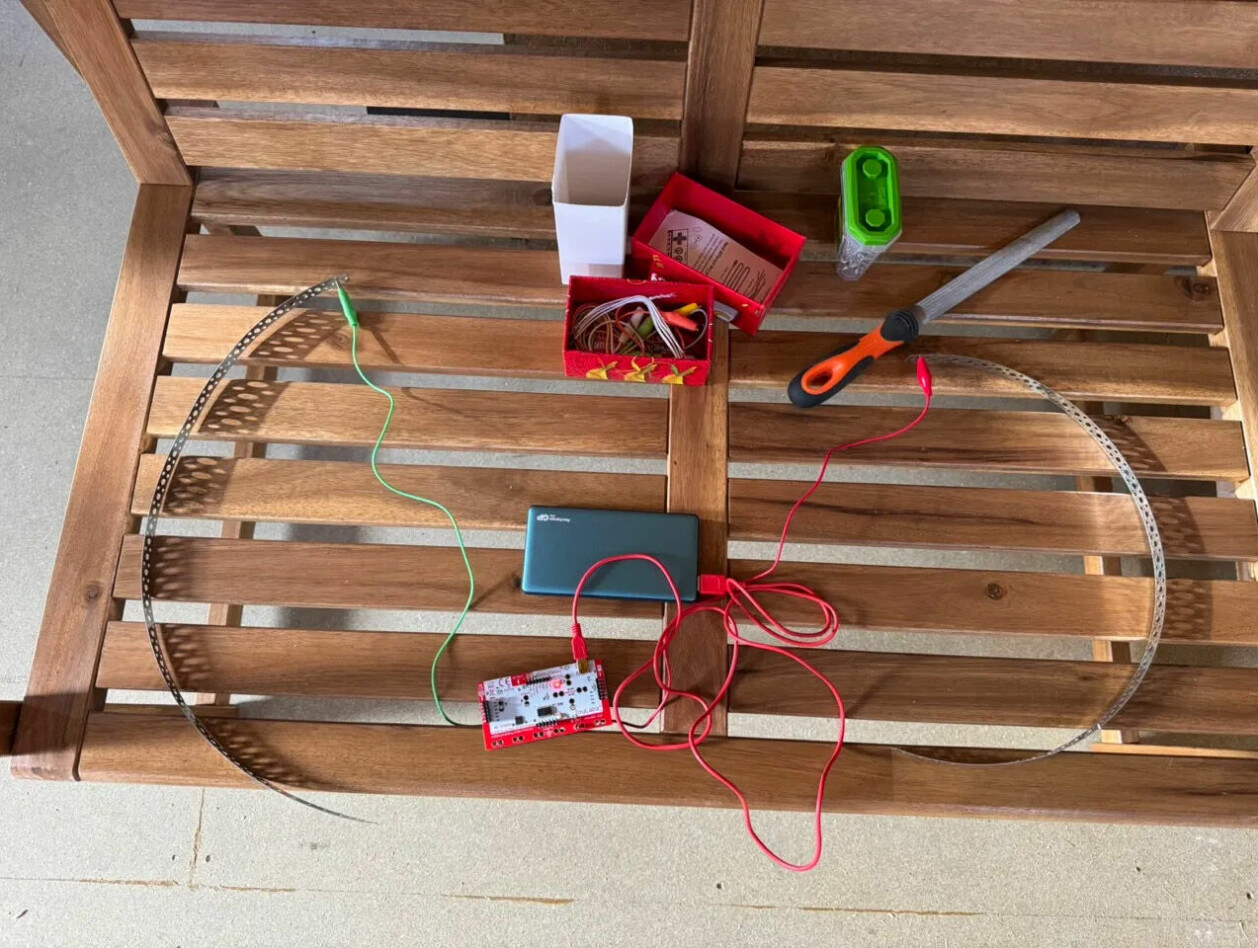 Tidlig testing av Makey Makey. 📸: Privat