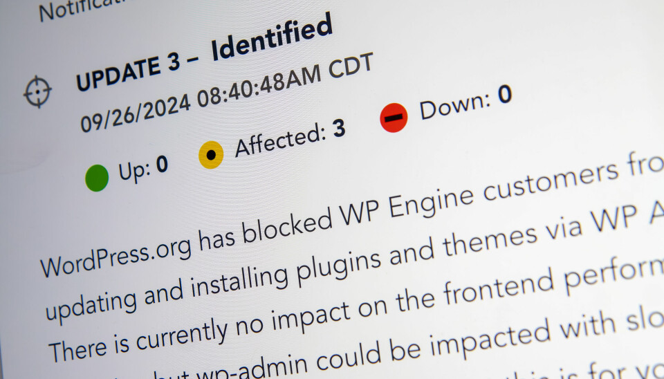 Kranglingen mellom WordPress-gründeren og WP Engine får nå konsekvenser for WP Engines kunder. 📸: Kurt Lekanger