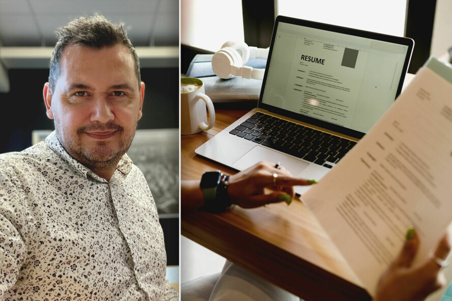 Egil Thengs jobber med rekruttering i selskapet Endelig-Mandag, og reagerer på at flere av hans kolleger driver med såkalt CV-fisking. 📸: Privat / Shutterstock / NTB