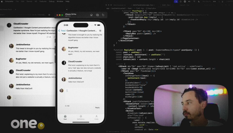 På onestack.dev kan du sjekke ut det nye React-rammeverket One. 📸: Youtube