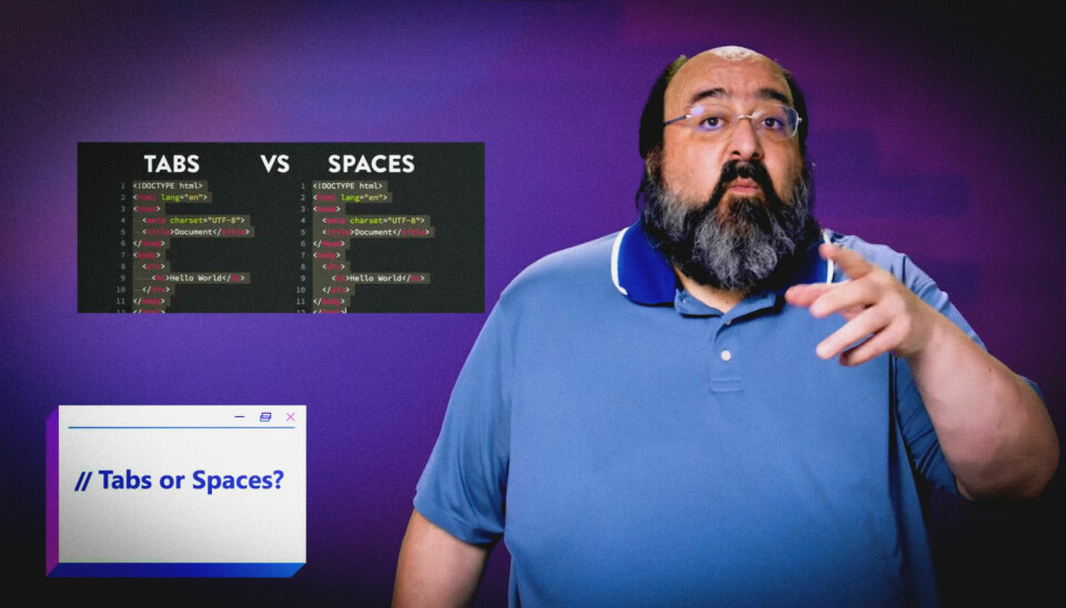 Microsoft-ringrev Larry Osterman kjører en ny runde med tabs eller spaces. 📸: YouTube / Microsoft Developer