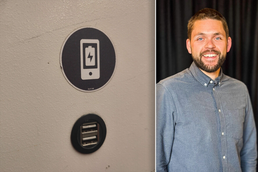 Offentlige ladepunkter, som på t-banen i Oslo, kan virke fristende dersom batteriet på telefonen begynner å bli tomt. Samtidig kan slike punkter representere en betydelig risiko, ifølge NorSIS. 📸: Arnfinn Storsveen / NorSIS