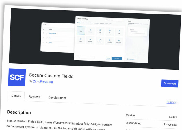 Gratisversjonen av Advanced Custom Fields har blitt overtatt av WordPress.org som har byttet navn på den til Secure Custom Fields.