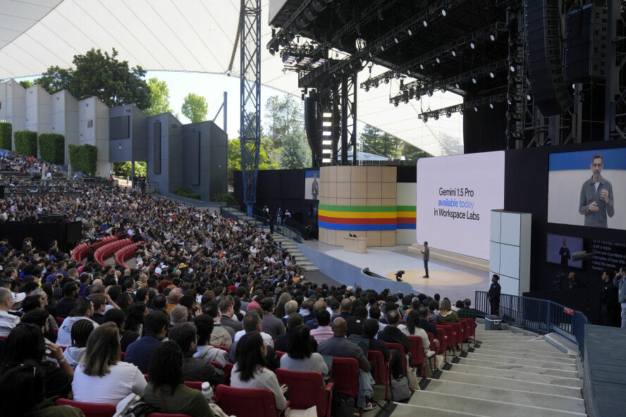Alphabet- og Google-direktør Sundar Pichai på Google I/O tidligere i år. 📸: AP Photo / Jeff Chiu / NTB