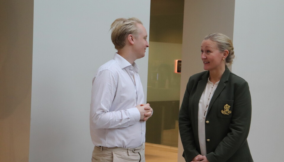 Kristin sammen med sin kollega Henrik Bie. 📷: Privat