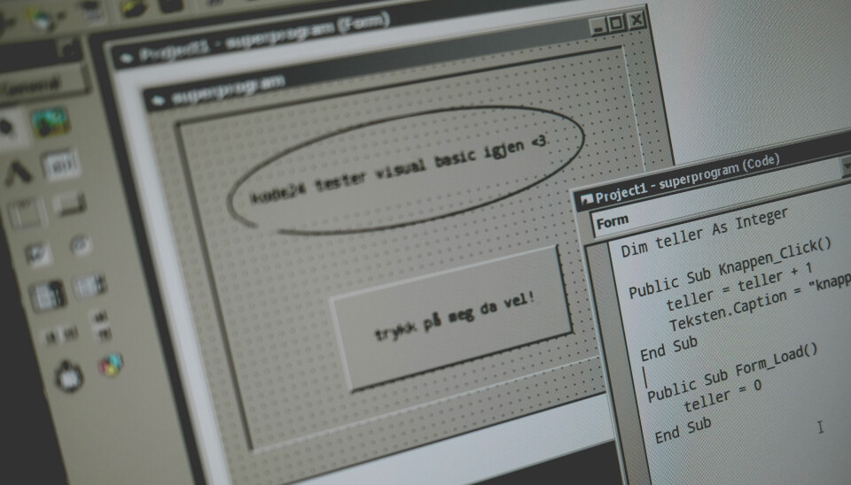 Jeg ble oppriktig skuffa over meg selv at jeg ikke klarte å skrive dette bittelille Visual Basic-programmet uten å spørre ChatGPT. Så det var utenfor Form_Load man skulle definere globale variabler, ja. Stemmer. 📸: Ole Petter Baugerød Stokke