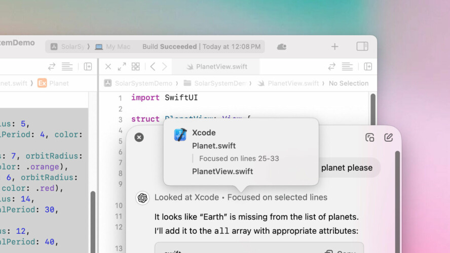 'Work with Apps'-funksjonen lar ChatGPT hente innhold fra for eksempel Xcode og bruke det som kontekst. 📸: OpenAI
