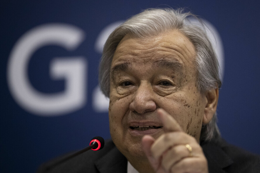 FNs generalsekretær António Guterres, her under G20-toppmøtet i Rio de Janeiro tidligere i november. 📸: Bruna Prado / AP / NTB