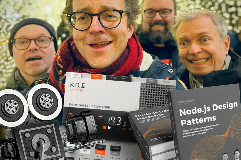 kode24s Jørgen Jacobsen, Ole Petter Baugerød Stokke, Arnfin Storsveen og Kurt Lekanger gir deg årets beste julegavetips til nerder. 📸: Ole Petter Baugerød Stokke
