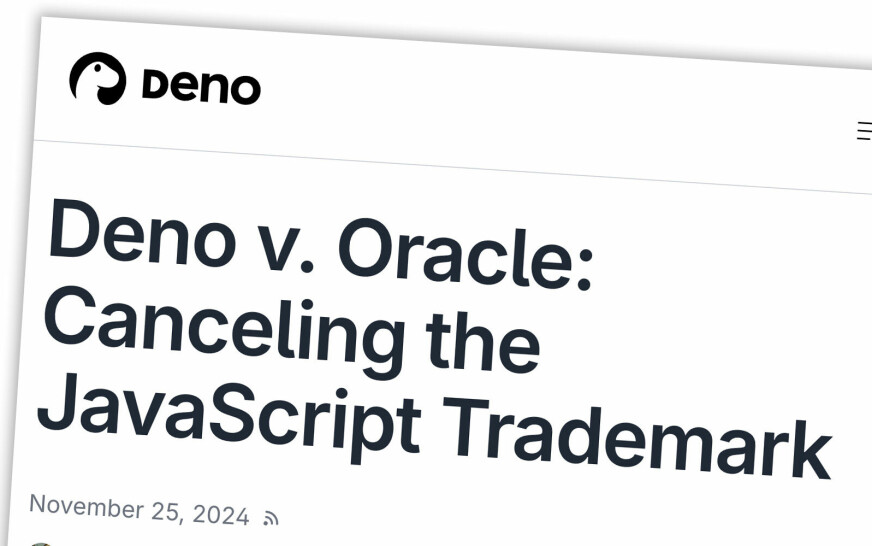 Oracle vil fortsatt ikke gi fra seg JavaScript-varemerket, dermed går det mot rettssak. 📸: Skjermbilde fra deno.com