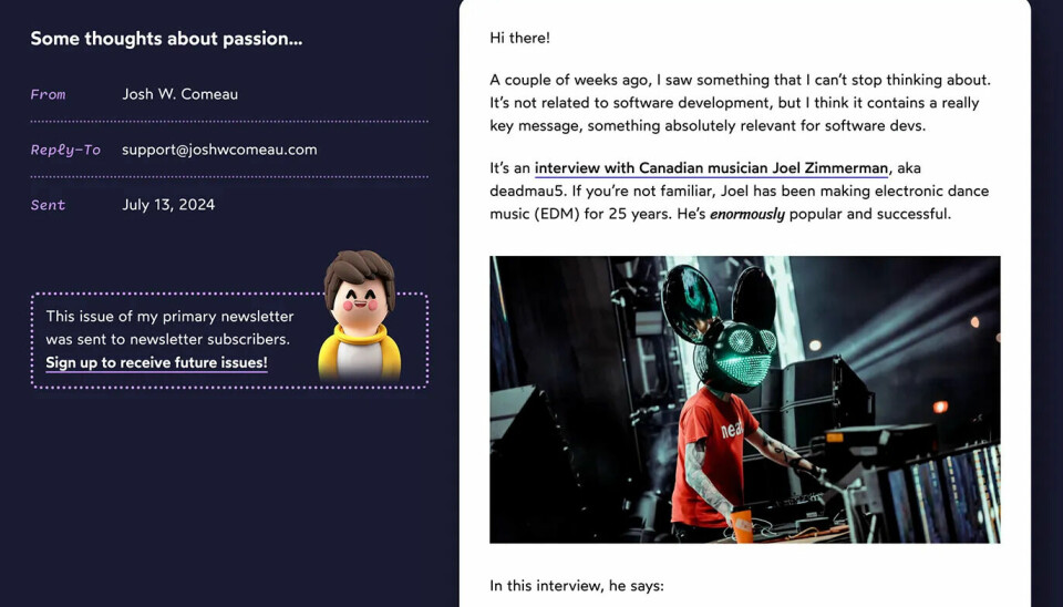 Eksempel fra artikkelen til Josh W. Comeau som viser et fler-kolonne layout som kan være vanskelig å gjøre responsiv uten container queries. Bilde: Josh W. Comeau