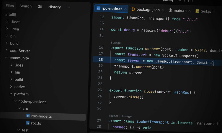 JetBrains har gitt opp planene om å lage en egen Kotlin Multiplatform-editor basert på Fleet-editoren (bildet). 📸: JetBrains
