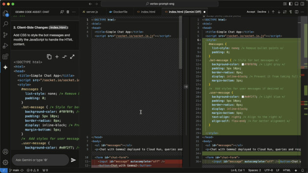 Gemini Code Assist hjelper deg med å skrive koden. 📸: Google