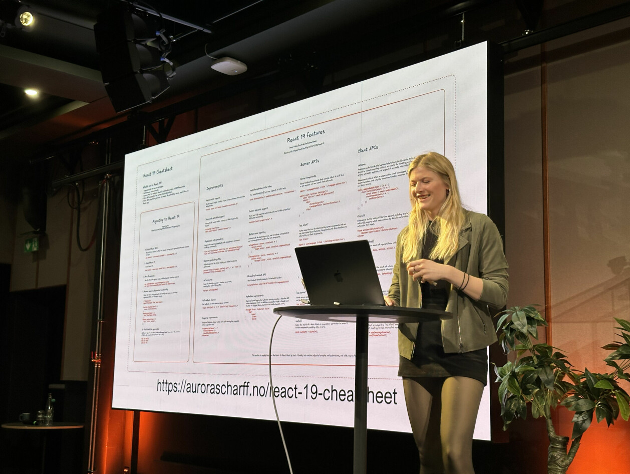 Aurora Scharffs React 19 Cheatsheet viser litt av kompleksiteten i moderne React. 📸: Kurt Lekanger