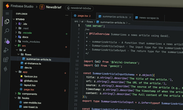 Firebase Studio er basert på open source-versjonen av VS Code. 📸: Skjermbilde, kode24