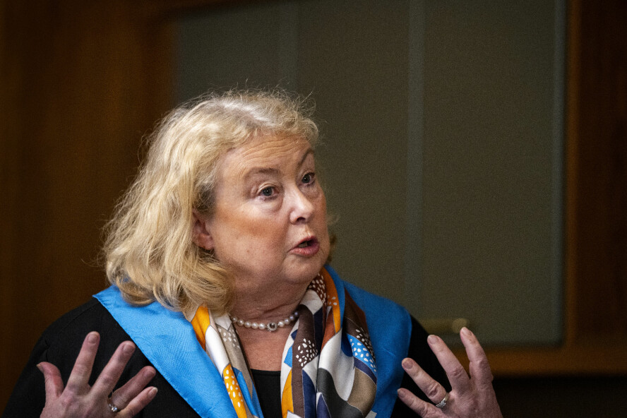 Høyesterettsjustitiarius Toril Marie Øie forventer at advokater er bevisste på at de har ansvaret for å sjekke resultatet av eventuell AI-bruk. 📸: Gorm Kallestad / NTB