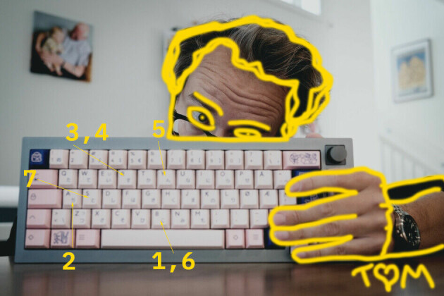 Løsningen på tastaturoppgaven i påskerebusen.