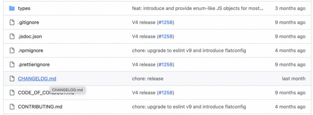På pakkens GitHub-prosjekt kan du lese endringer i changelog.md.