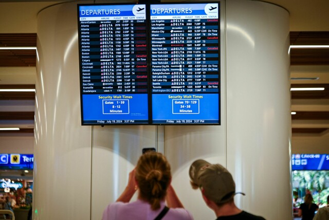 En feil hos Crowdstrike førte i fjor til globale dataproblemer. Dette blir ikke trukket fram som årsak til årets nedbemanning i selskapet. 📸: Miguel J. Rodriguez Carrillo / Getty Images / AFP / NTB