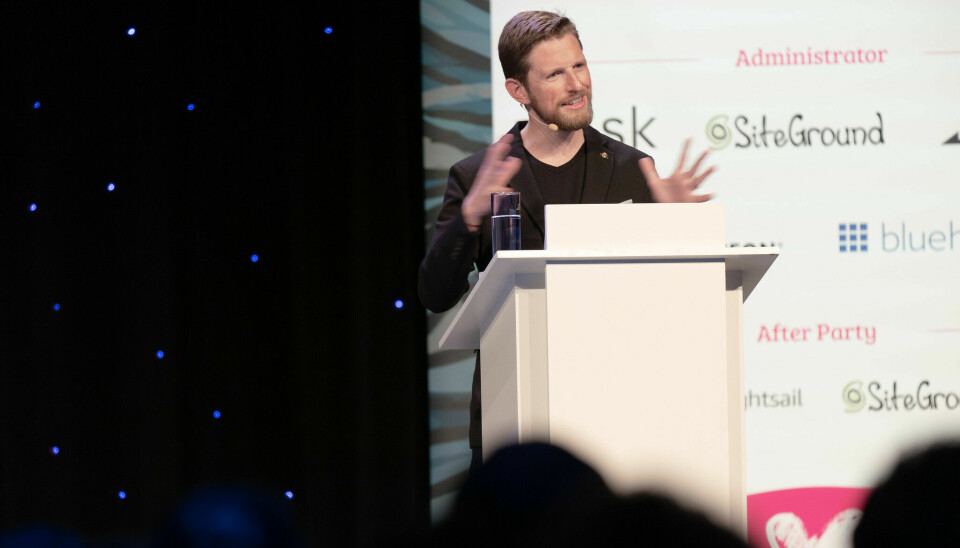 Automattic-sjef Matt Mullenweg snakker på WordCamp Europe 2024. 📸: Claudio Schwarz (CC BY-SA 2.0)