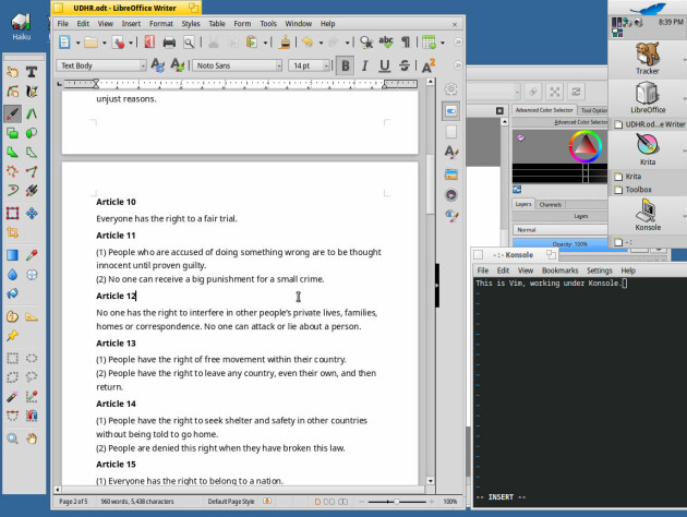 LibreOffice er portet til Haiku, og tilgjengelig via HaikuDepot. 📸: Haiku