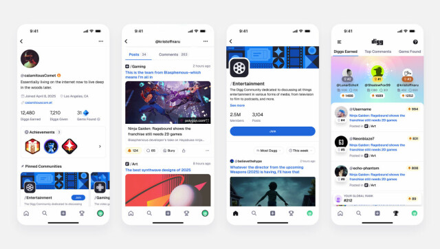 Slik ser den nye Digg-appen for iOS ut. 📸: Digg.com