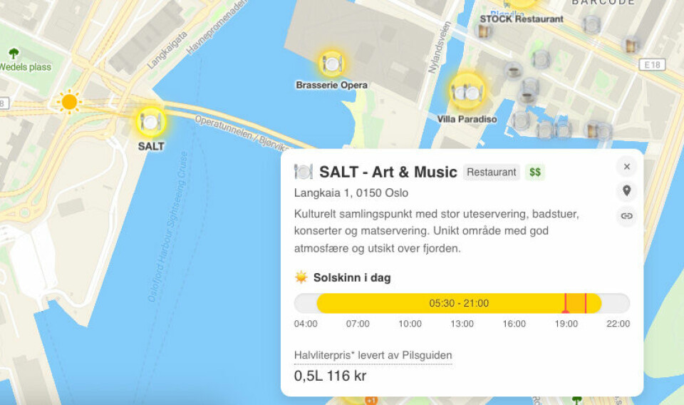 Solguiden finnes til både iOS og Android, samt som en web-app på solguiden.bar (bildet).