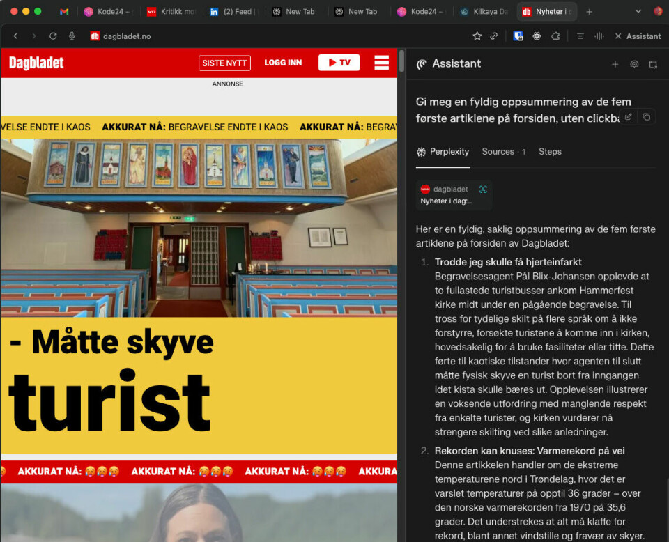 Test: Fire ting jeg liker med Perplexitys AI-nettleser Comet