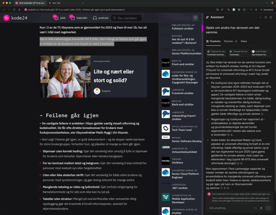 Orker du ikke lese hele artikkelen? Assistenten i Comet oppsummerer den kjapt for deg.