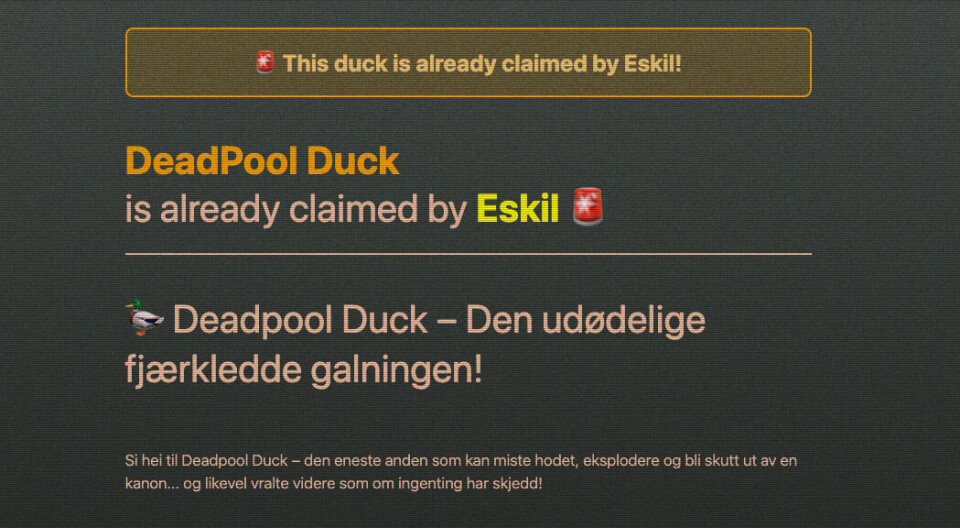 Den første som fant en and kunne 'claime' den, og få poeng.